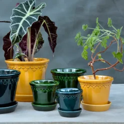 Bergs Potter Københavner pot geglazuurd Ø18 cm, Geel< Bloempotten