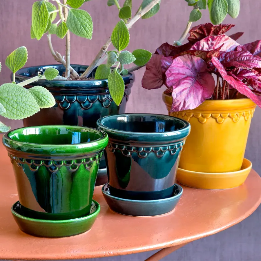 Bergs Potter Københavner pot geglazuurd Ø18 cm, Geel< Bloempotten