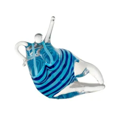 Kosta Boda KE Badlycka glazen sculptuur, Turquoise-blauw< Glaskunst