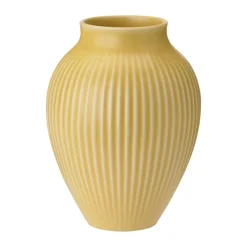 Knabstrup Keramik Knabstrup vaas geribbeld 12,5 cm, Yellow< Vazen