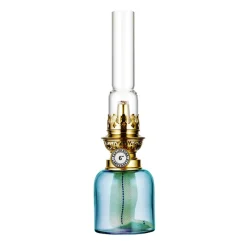Karlskrona Lampfabrik Koholmen paraffine-lamp, aquamarine< Olie- & Petroleumlampen