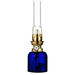 Karlskrona Lampfabrik Koholmen paraffine-lamp, Kobalt< Olie- & Petroleumlampen