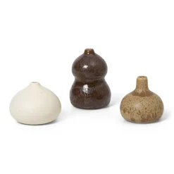 Ferm Living Komo vaas mini set van 3, Brown-white< Vazen