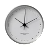 Georg Jensen Koppel wandklok wit-roestvrij staal, Ø 10 cm.< Wandklokken