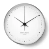 Georg Jensen Koppel wandklok wit-roestvrij staal, Ø 30 cm.< Wandklokken