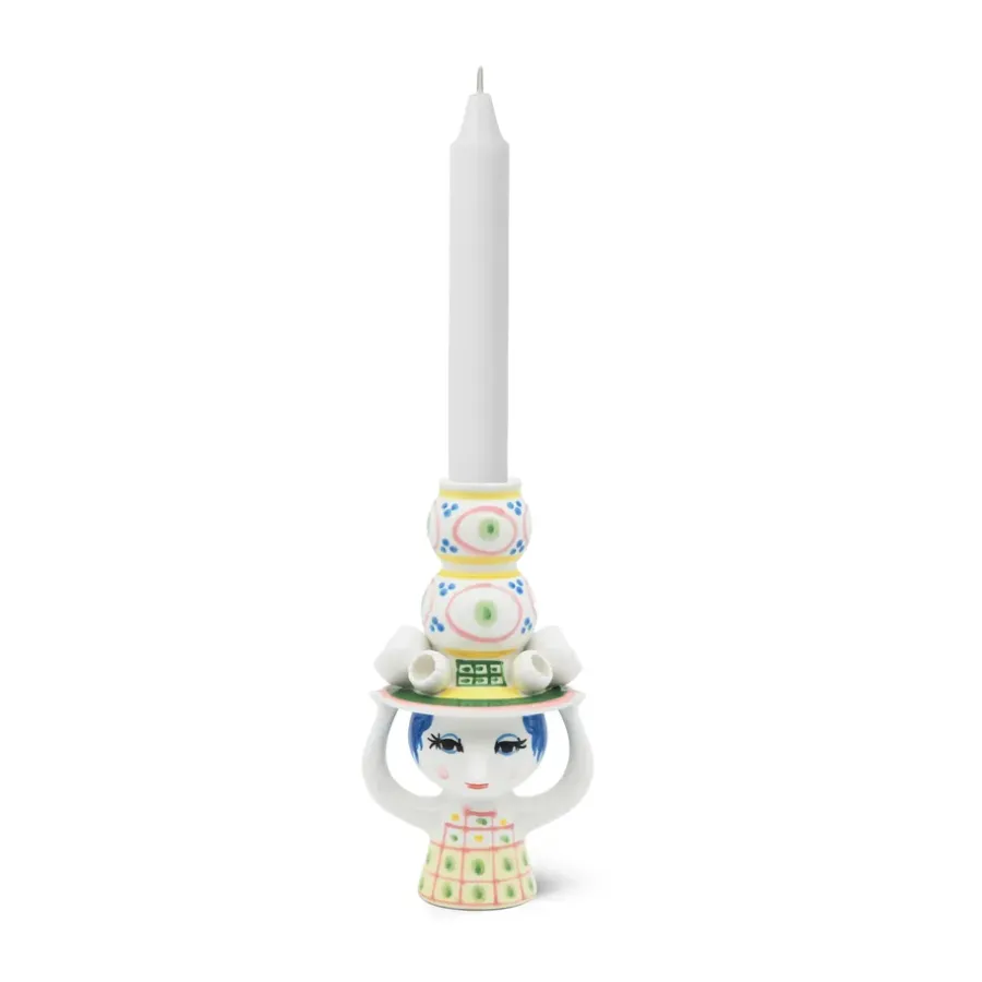 Bjørn Wiinblad Lady with hat kandelaar H16 cm, Roze< Kandelaars