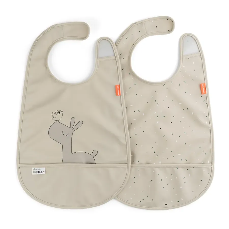 Done by deer Lalee slabbetje met klittenband 2-pack, Sand< Kinderkamer Interieuraccessoires|Kinderkamer Interieuraccessoires