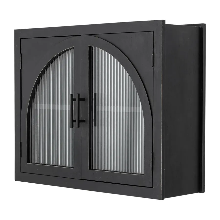 Bloomingville Lario wandkast 62x49x23 cm, Zwart dennenhout< Kasten & Vitrines