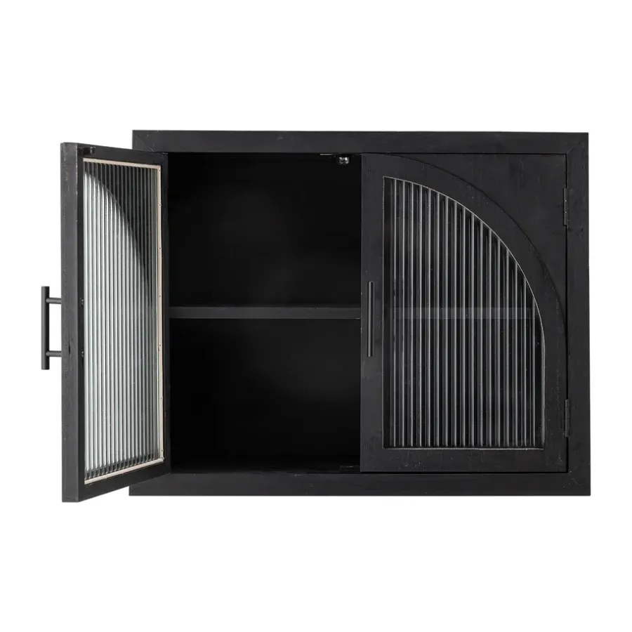 Bloomingville Lario wandkast 62x49x23 cm, Zwart dennenhout< Kasten & Vitrines