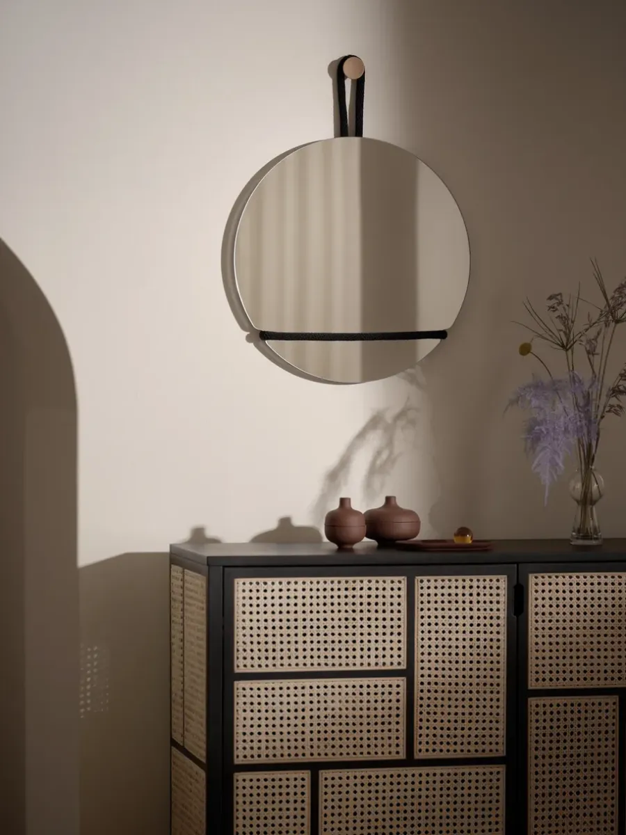 Design House Stockholm Lasso spiegel rond, Helder-zwart< Ronde Spiegels|Wandspiegels