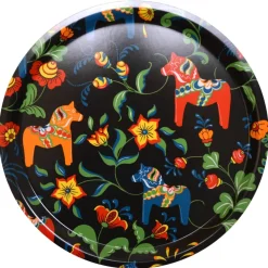 Arvidssons Textil Leksand rond dienblad Ø31 cm, Zwart< Decoratieve Accessoires|Decoratieve Dienbladen