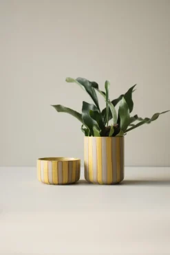 DBKD Line pot Ø14x16 cm, Yellow< Bloempotten