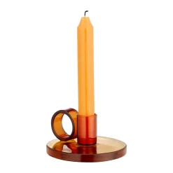Muurla Loop kandelaar Ø11 cm, Amber< Kaarsenhouders & Kaarsenborden