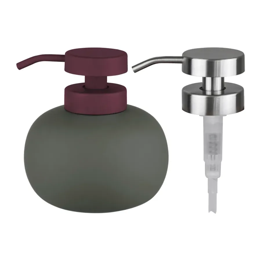 Mette Ditmer Lotus play zeepdispenser laag, incl. 2 pompkoppen, Dark olive< Zeepdispensers & Zeepschaaltjes