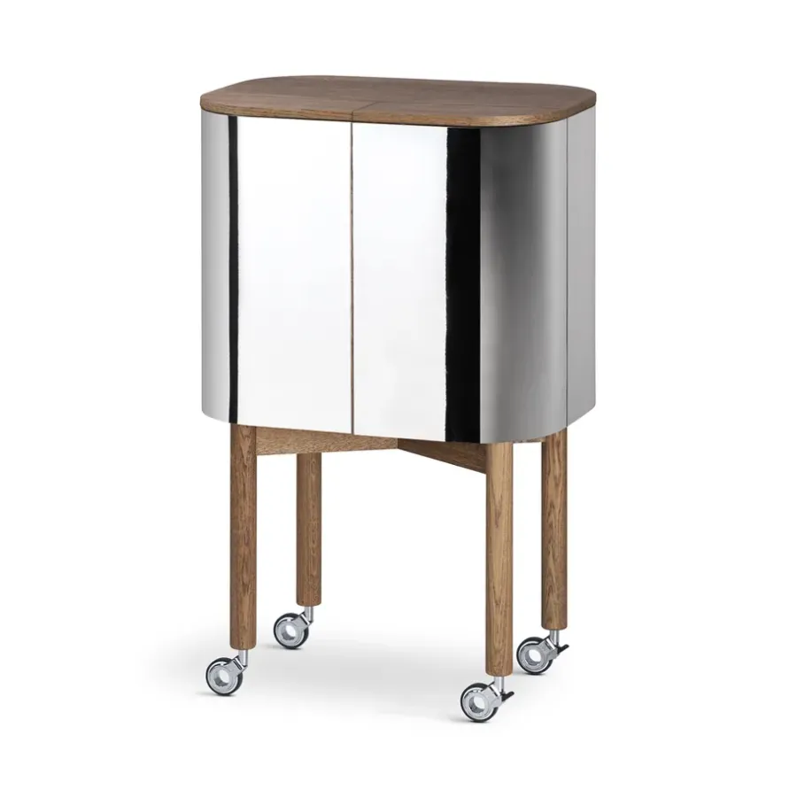 Northern Loud serveertrolley op wielen, gerookt eikenhout< Kasten & Vitrines