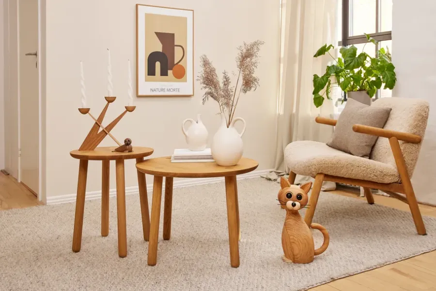 Spring Copenhagen Lucky kat decoratie 42 cm, Eik-Esdoorn< Houten Beelden