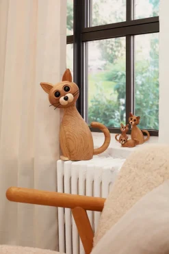Spring Copenhagen Lucky kat decoratie 42 cm, Eik-Esdoorn< Houten Beelden