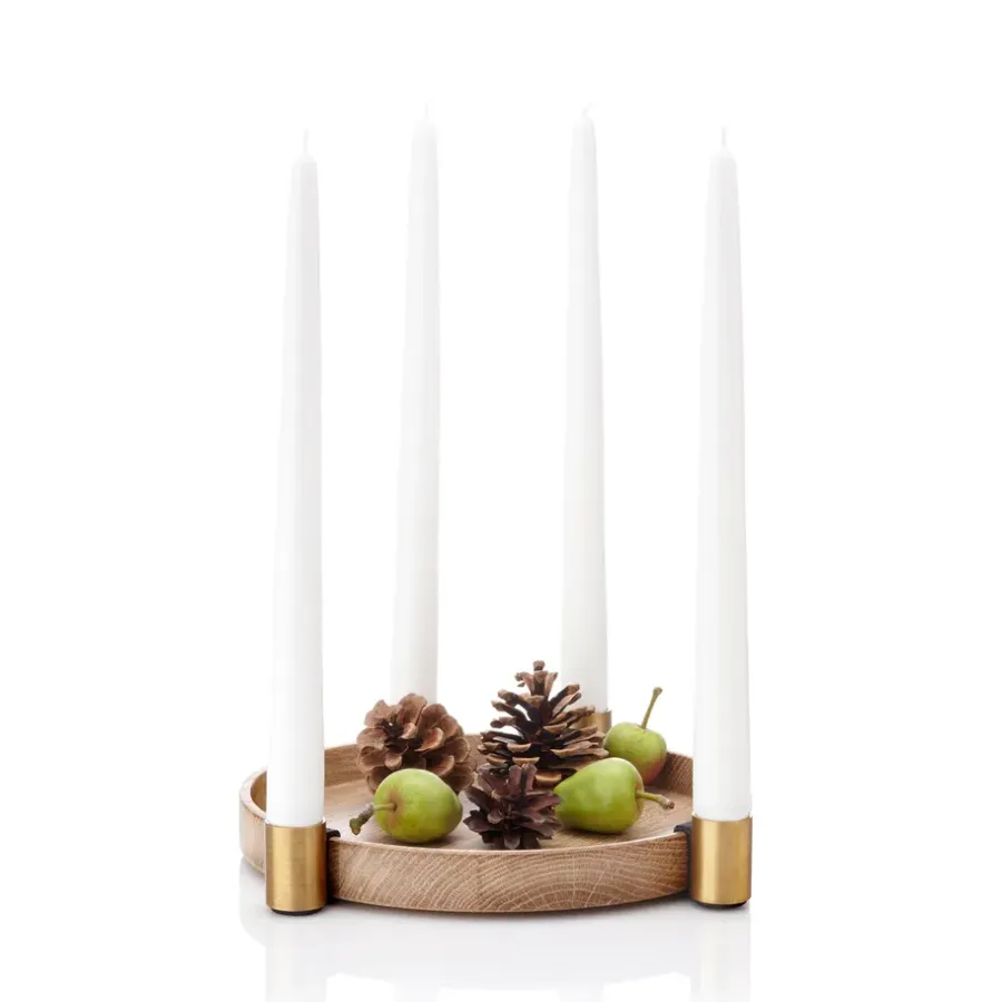 Applicata Luna kaarsenhouder, eiken - messing< Adventskandelaars & -Kaarsen