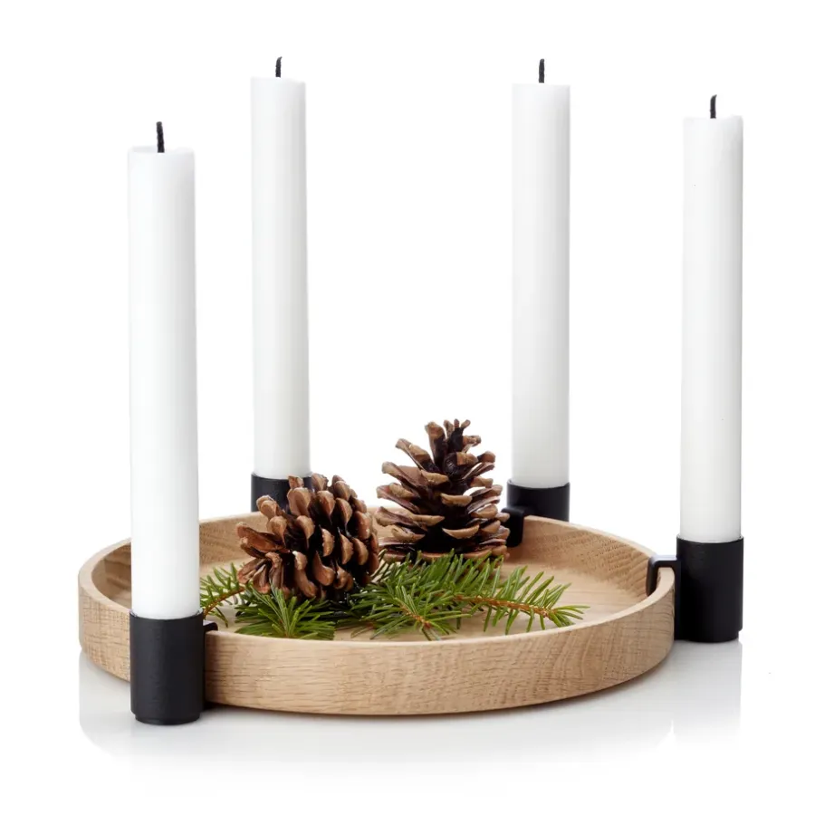 Applicata Luna kaarsenhouder, eiken - zwart< Adventskandelaars & -Kaarsen