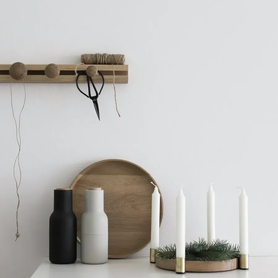 Applicata Luna maxi kaarsenhouder, Eiken-messing< Adventskandelaars & -Kaarsen