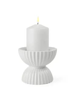 Lyngby Porcelæn Lyngby Tura blokkandelaar Ø11,5 cm, Wit< Kandelaars