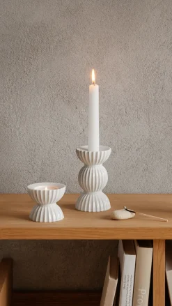 Lyngby Porcelæn Lyngby Tura Kandelaar 14 cm, Wit< Kandelaars
