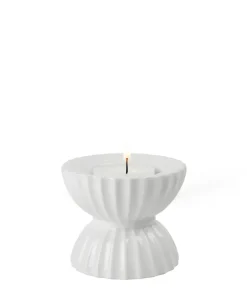 Lyngby Porcelæn Lyngby Tura waxinelichtjeshouder Ø8 cm, Wit< Kaarsenhouders & Kaarsenborden