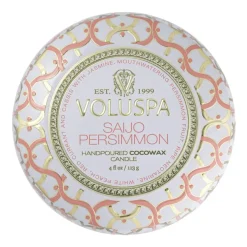 Voluspa Maison Blanc Mini Tin geurkaars 25 uur, Saijo Persimmon< Geurkaarsen & Aroma Diffusers