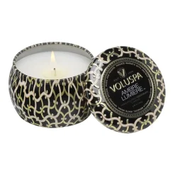 Voluspa Maison Noir Mini Tin geurkaars 25 uur, Ambre Lumiere< Geurkaarsen & Aroma Diffusers