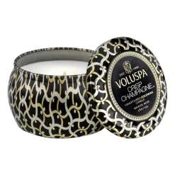 Voluspa Maison Noir Mini Tin geurkaars 25 uur, Crisp Champagne< Geurkaarsen & Aroma Diffusers