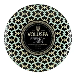 Voluspa Maison Noir 3-wick Tin geurkaars 40 uur, French Linen< Geurkaarsen & Aroma Diffusers