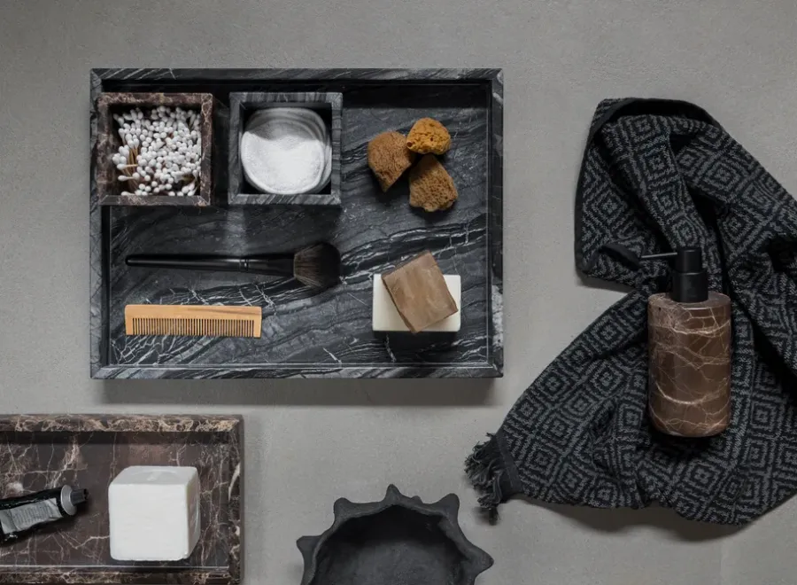 Mette Ditmer Marble decoratie dienblad large 30x40 cm, Black-grey< Decoratieve Accessoires|Decoratieve Dienbladen