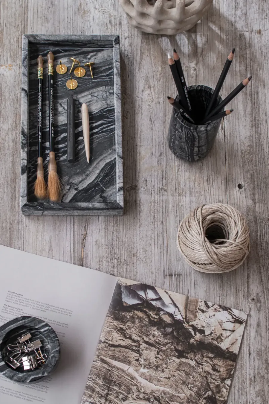 Mette Ditmer Marble dienblad 16x31 cm, Zwart-grijs< Decoratieve Accessoires|Decoratieve Dienbladen
