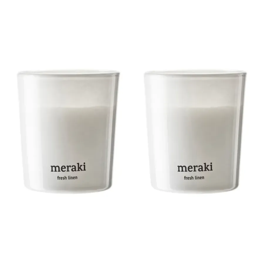 Meraki geurkaars 12 uur 2-pack, Fresh Linen< Geurkaarsen & Aroma Diffusers
