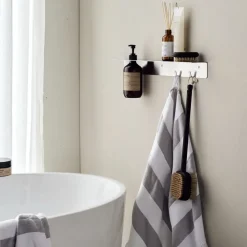 Meraki plank met flessenhanger en haak, Geborsteld staal< Planken & Planksystemen