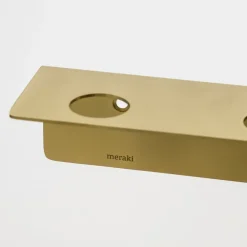 Meraki plank met flessenhanger en haak, Geborstelde messing afwerking< Planken & Planksystemen