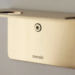 Meraki plank met flessenhanger en haak, Geborstelde messing afwerking< Planken & Planksystemen