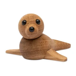 Spring Copenhagen Mini Zeehond decoratie 9 cm, Eik< Houten Beelden