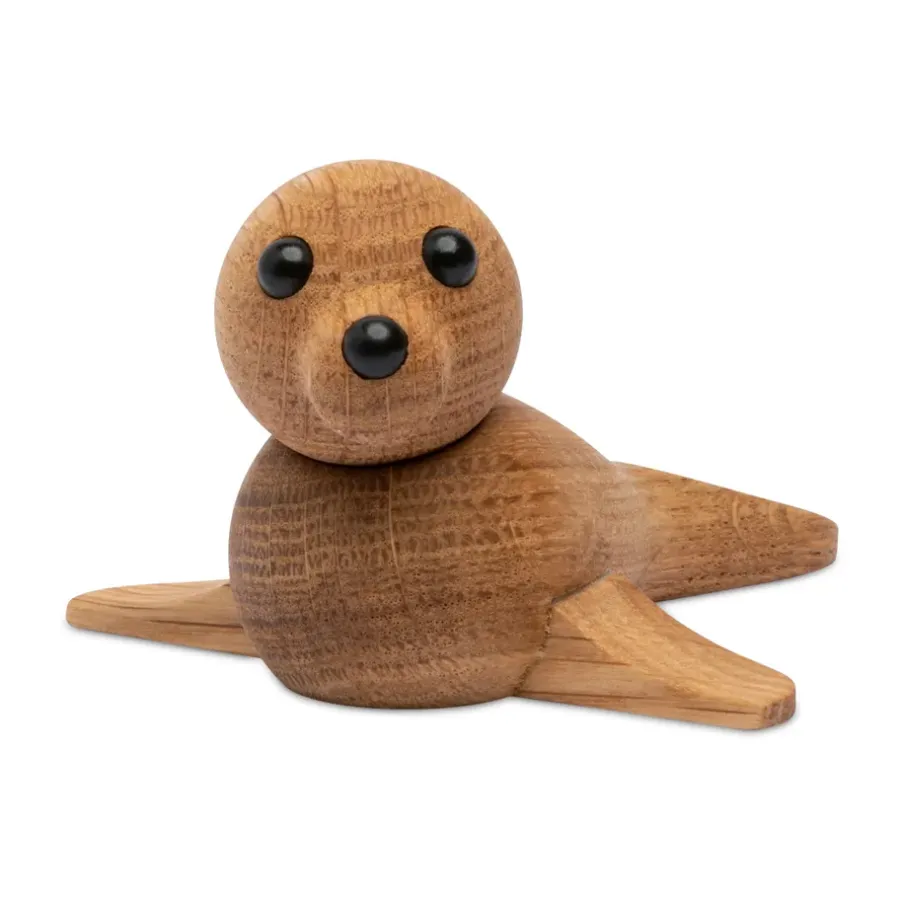 Spring Copenhagen Mini Zeehond decoratie 9 cm, Eik< Houten Beelden