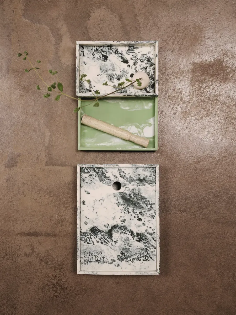 Ferm Living Mist opbergdoos 15x20 cm, Emerald-off white< Dozen & Boxen