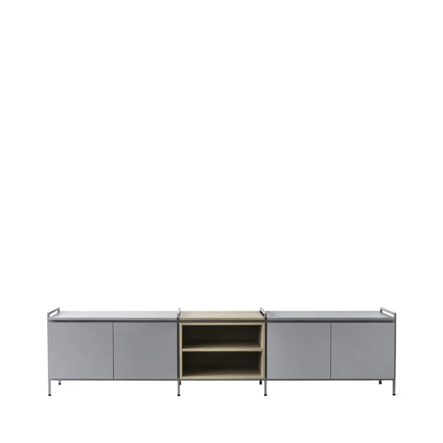 Zweed Molto Låg sideboard, grijs/eikenhout, 3 delen< Tv- & Mediameubels|Ladekasten & Dressoirs