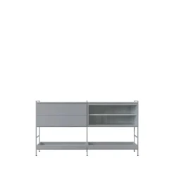 Zweed Molto Medium sideboard, grijs, 2 delen met vitrine< Ladekasten & Dressoirs