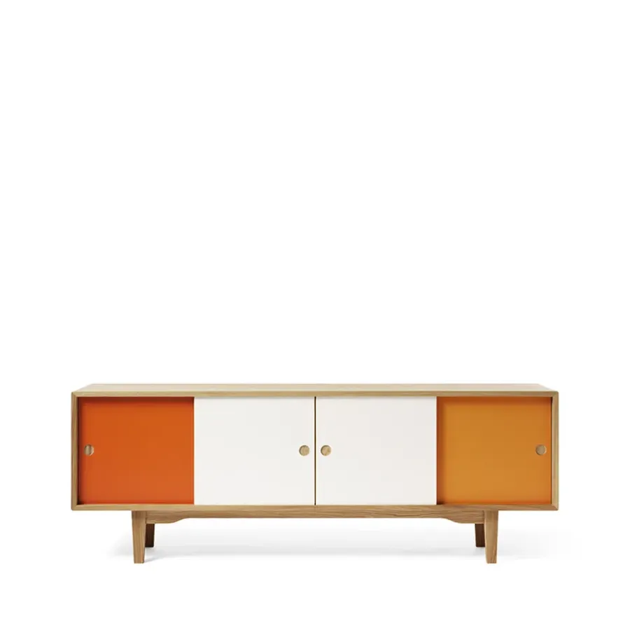 Zweed Moodi 180 sideboard, oranje/wit, eikenhouten frame< Tv- & Mediameubels|Ladekasten & Dressoirs