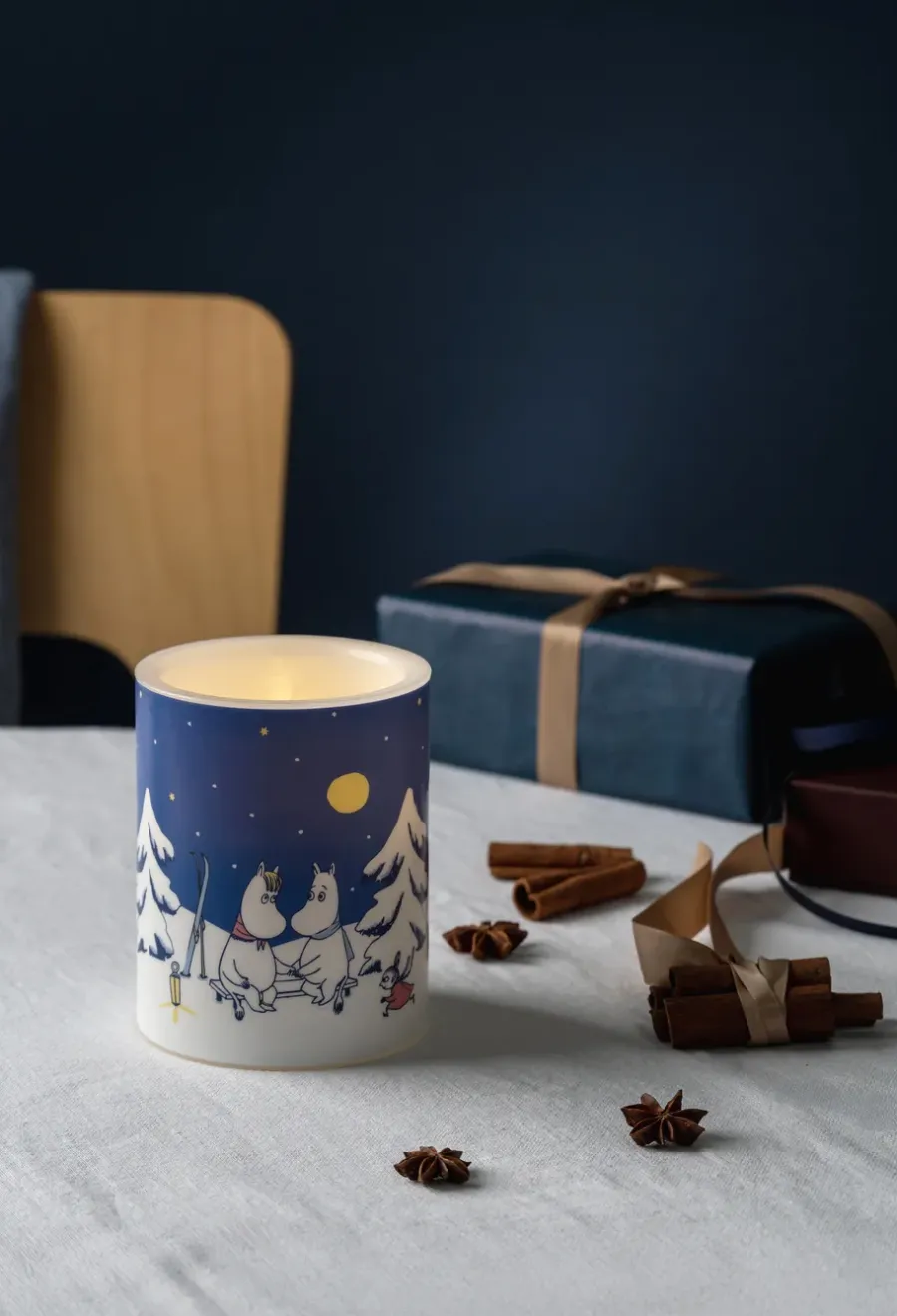 Muurla Moomin blokkaars LED 12,5 cm, Starry night< Led-Kaarsen