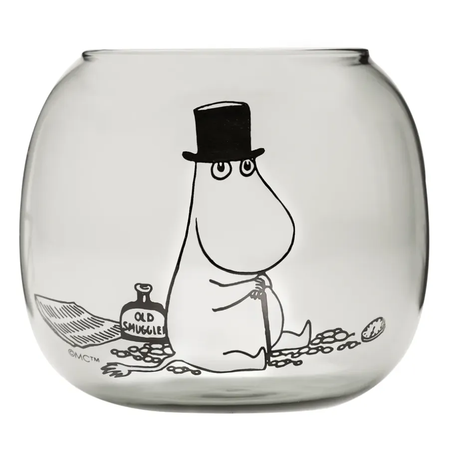 Muurla Moominpapa waxinelichtjeshouder 9,5 cm, Grijs< Kaarsenhouders & Kaarsenborden