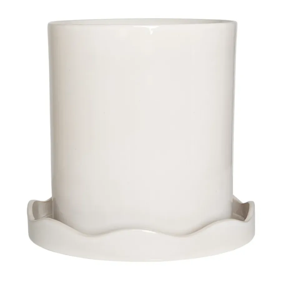 OYOY Nami pot met onderschotel Ø27 cm large, White< Bloempotten