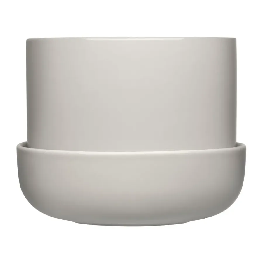 Iittala Nappula pot met schotel Ø17 cm h13 cm, Lichtgrijs< Bloempotten