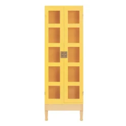 Källemo National Geographic boekenkast, Geel-bokszuil-messing< Kasten & Vitrines