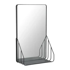 Scandi Living Nod spiegel met plank 30x50 cm, Black< Wandspiegels