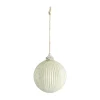 Lene Bjerre Norille kerstbal Ø11 cm, Off white, geribbeld< Kerstdecoraties